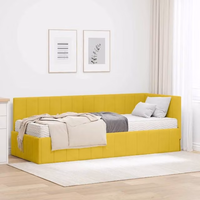 Struttura Letto Angolare con Materasso 2 pz Giallo 80 x 200 cm 3393844
