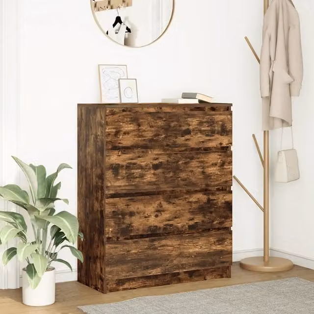 Credenza vidaXL in Legno Rovere Fumo Marrone con Design Minimalista, L 80 cm x P 35 cm x H 99 cm