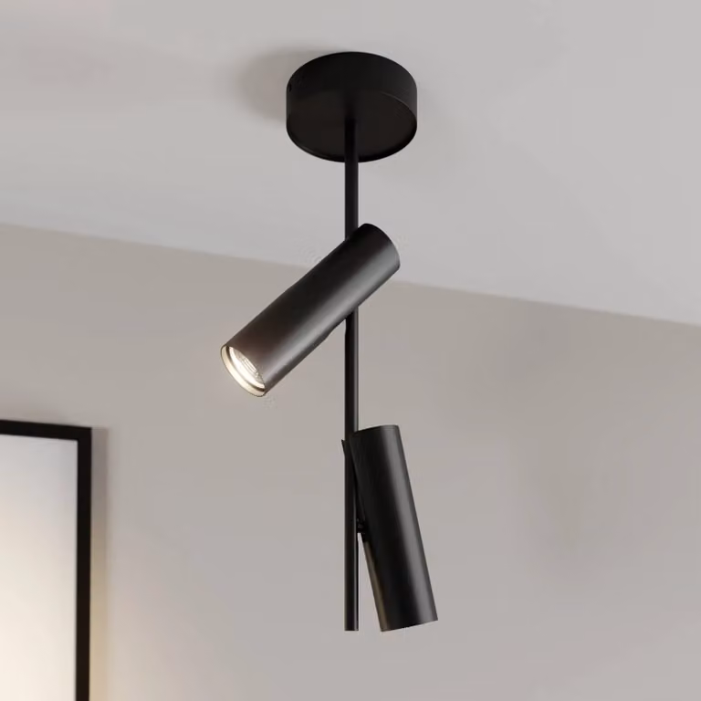 Faretto da soffitto Leda 2, 2 luci, nero SIGMA, dimmerabile, Nero, Soggiorno / Sala da pranzo, Metallo, Moderno, Faretto