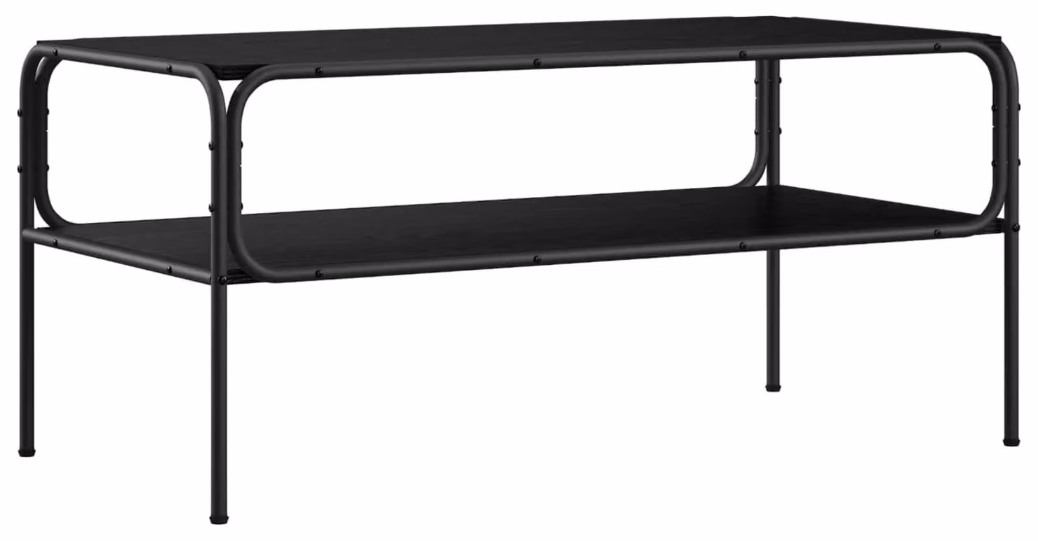 Tavolino ausiliario nero, aspetto legno di quercia, 100 x 50 x 46 cm