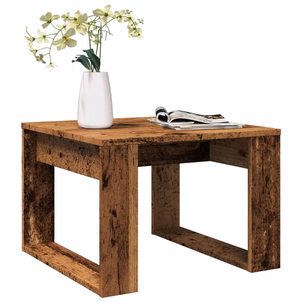 vidaXL Tavolino Quadrato in Legno Antico Marrone L/P/H: 50 x 50 x 35 cm