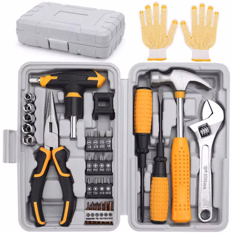 Omgoods - Set di utensili manuali compatto per la casa e l'ufficio - Cassetta degli attrezzi portatile