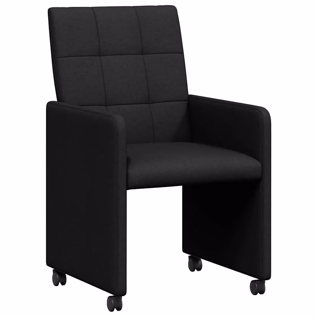 Set di 2 sedie da pranzo vidaXL con ruote in tessuto nero L: 58 cm, P: 65 cm, H: 94 cm – 2