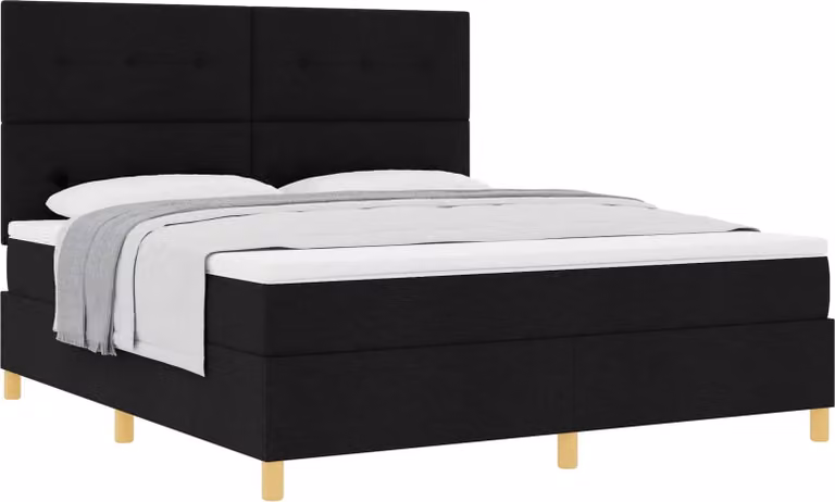 Letto a molle con materasso Nero 180 x 200 cm Tessuto