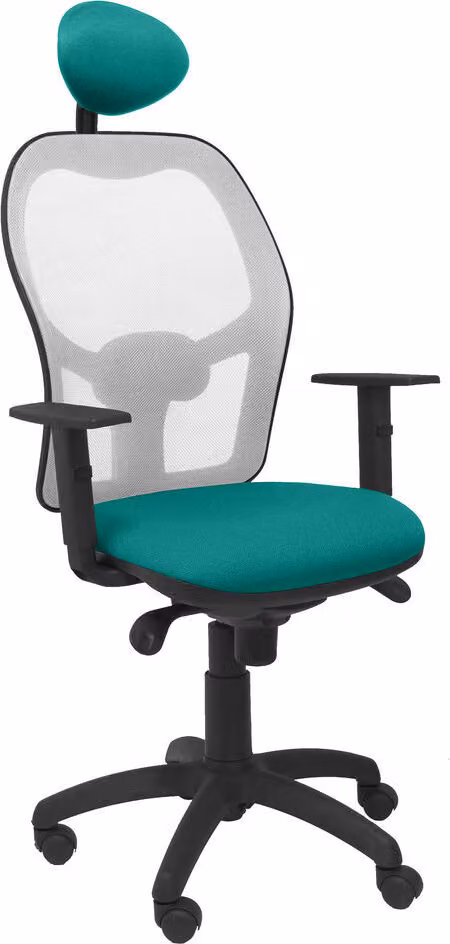 Sedia Jorquera grigio rete verde chiaro seduta Bali con poggiatesta fisso