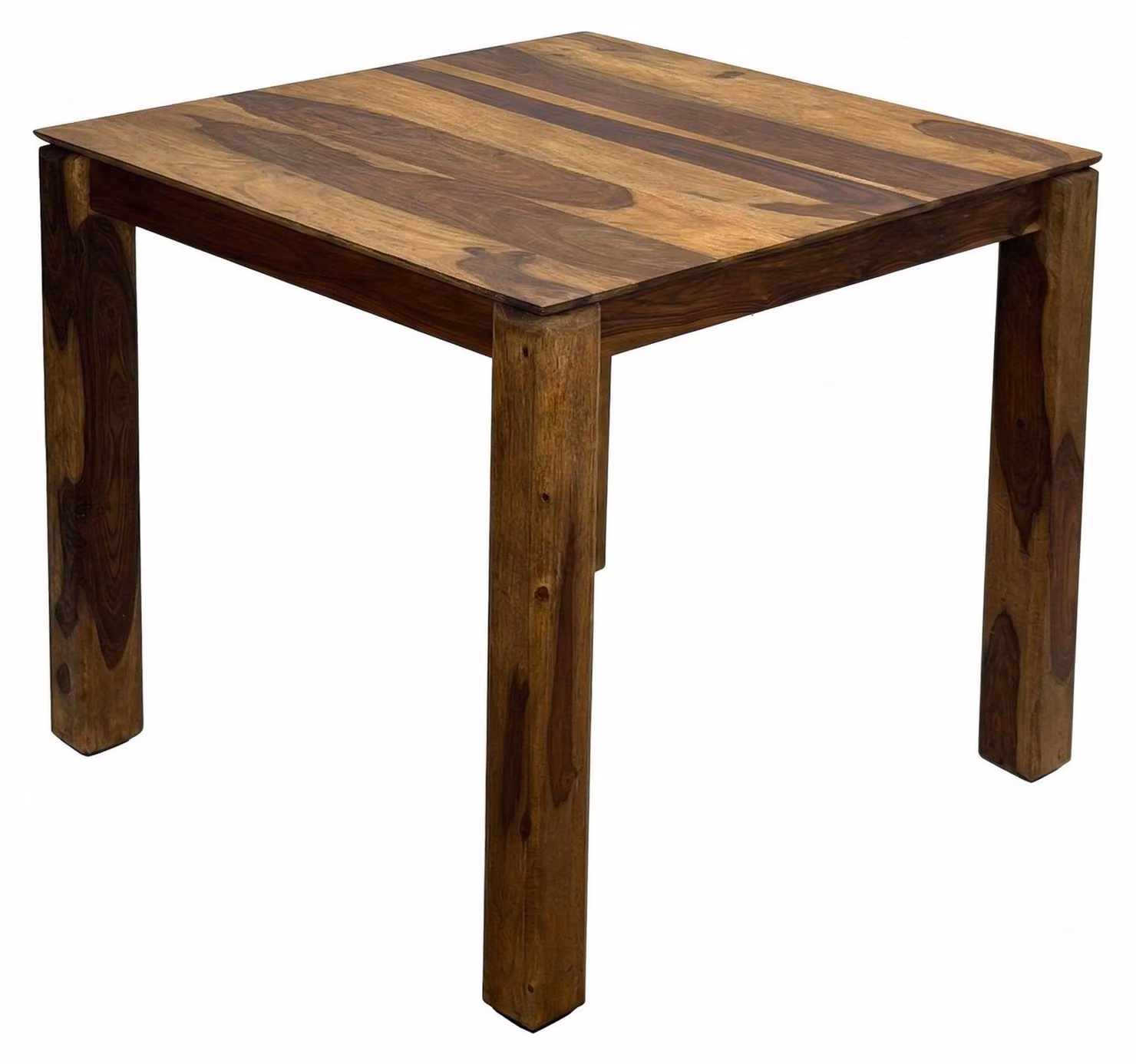 WOHNLING Tavolo da pranzo in legno massello Sheesham 80x80 cm marrone scuro Tavolo da pranzo quadrato Tavolo da cucina per 4 persone Tavolo in legno Tavolo da pranzo Fatto a mano