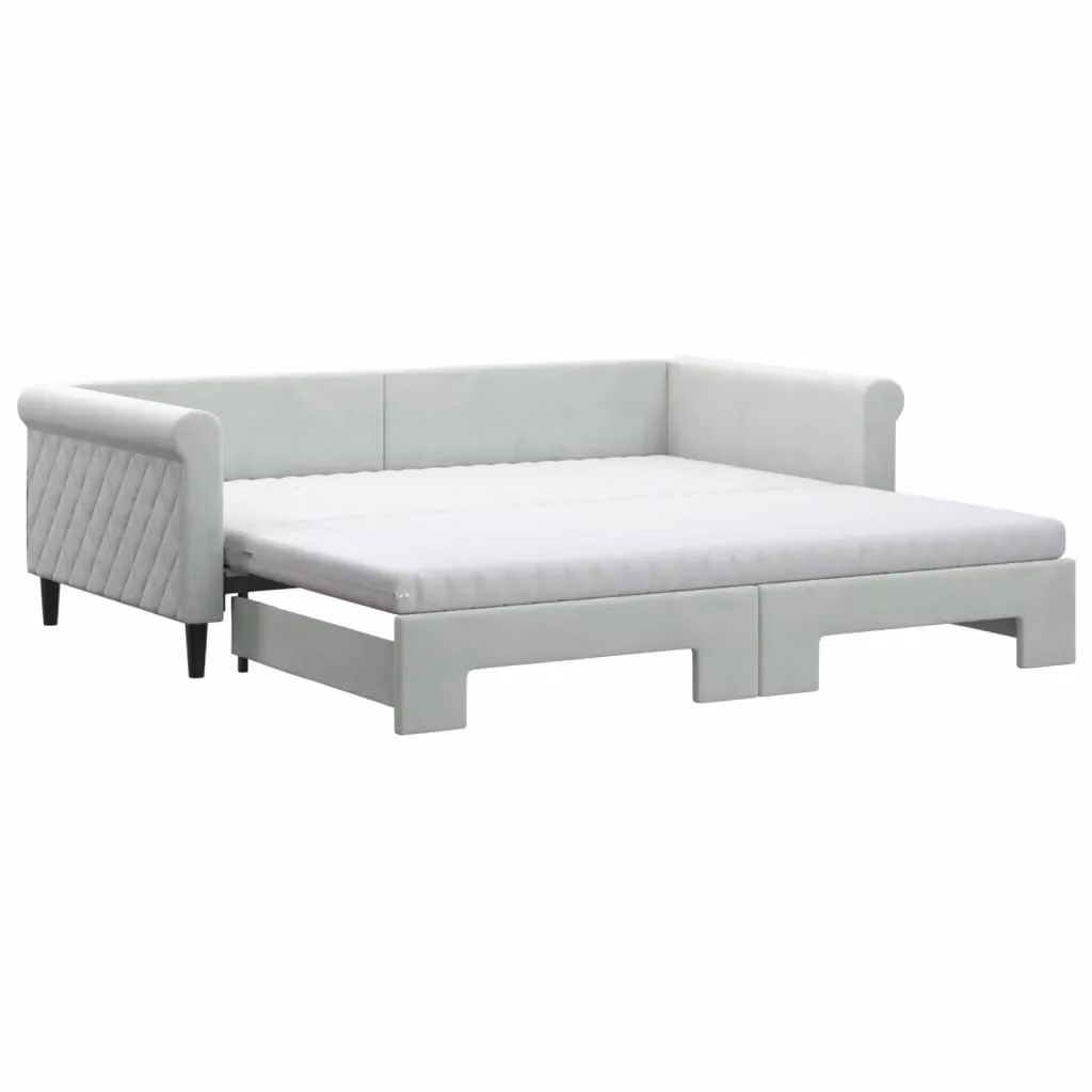 Divano Letto Estraibile vidaXL in Velluto Grigio con Materasso 100x200 cm – 2