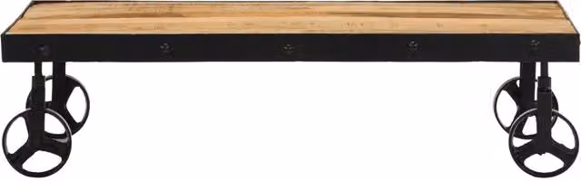 Tavolino da salotto vidaXL in legno di mango marrone con ruote L: 100 cm, P: 55 cm, H: 26 cm