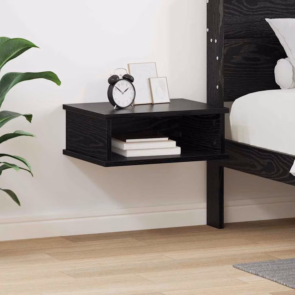 Comodino sospeso vidaXL in legno MDF nero opaco L 40 cm x P 31 cm x H 15 cm