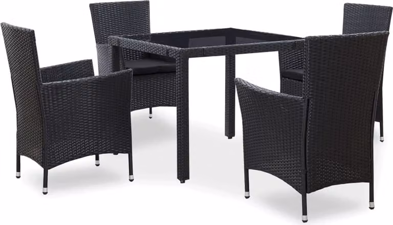 Maison Exclusive - Set da pranzo da giardino 5 pezzi in polyrattan nero