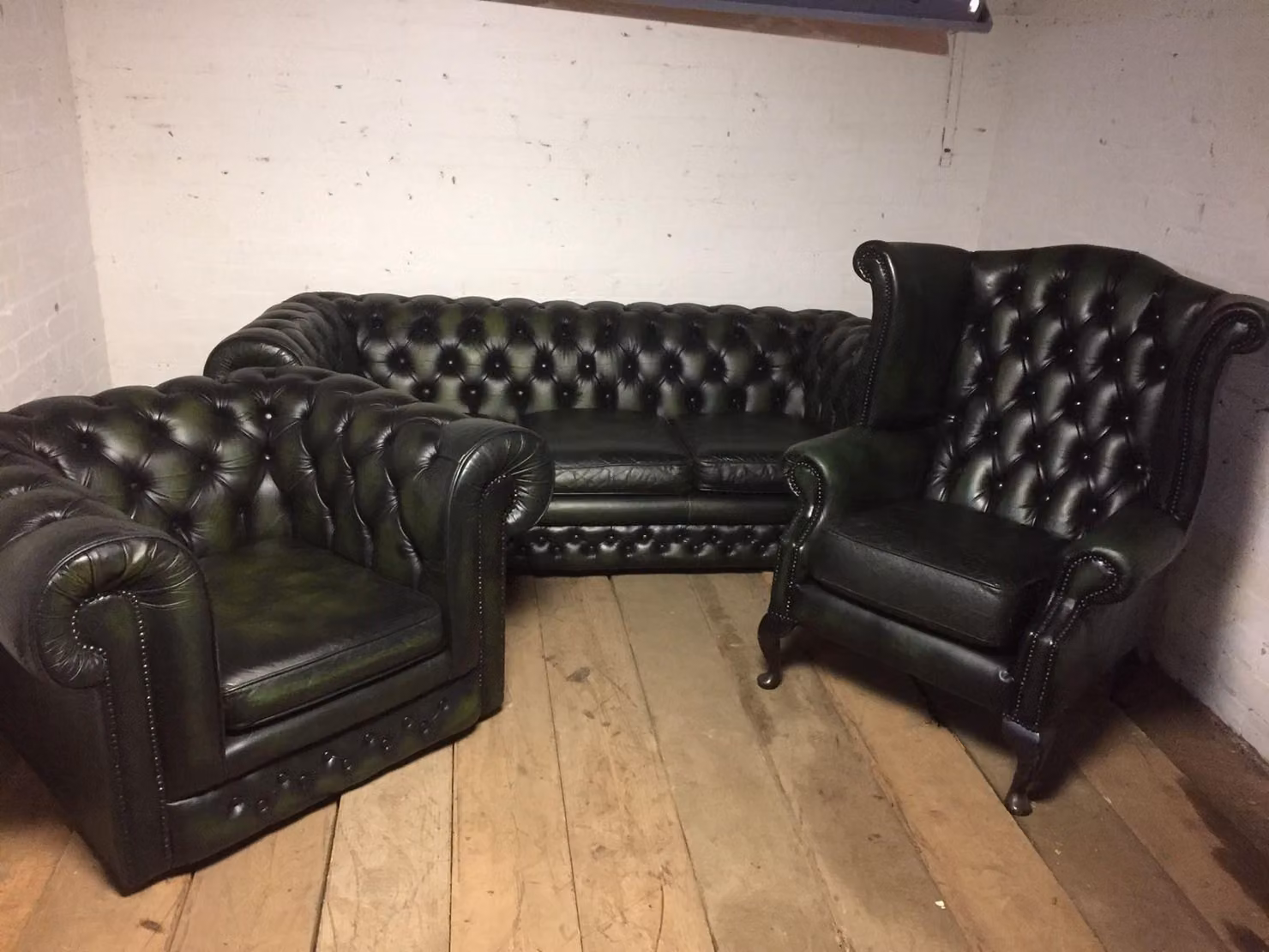 Ledersofa Sofa Couch Polster Chesterfield Set Echtleder Garnitur Sofas Couchen