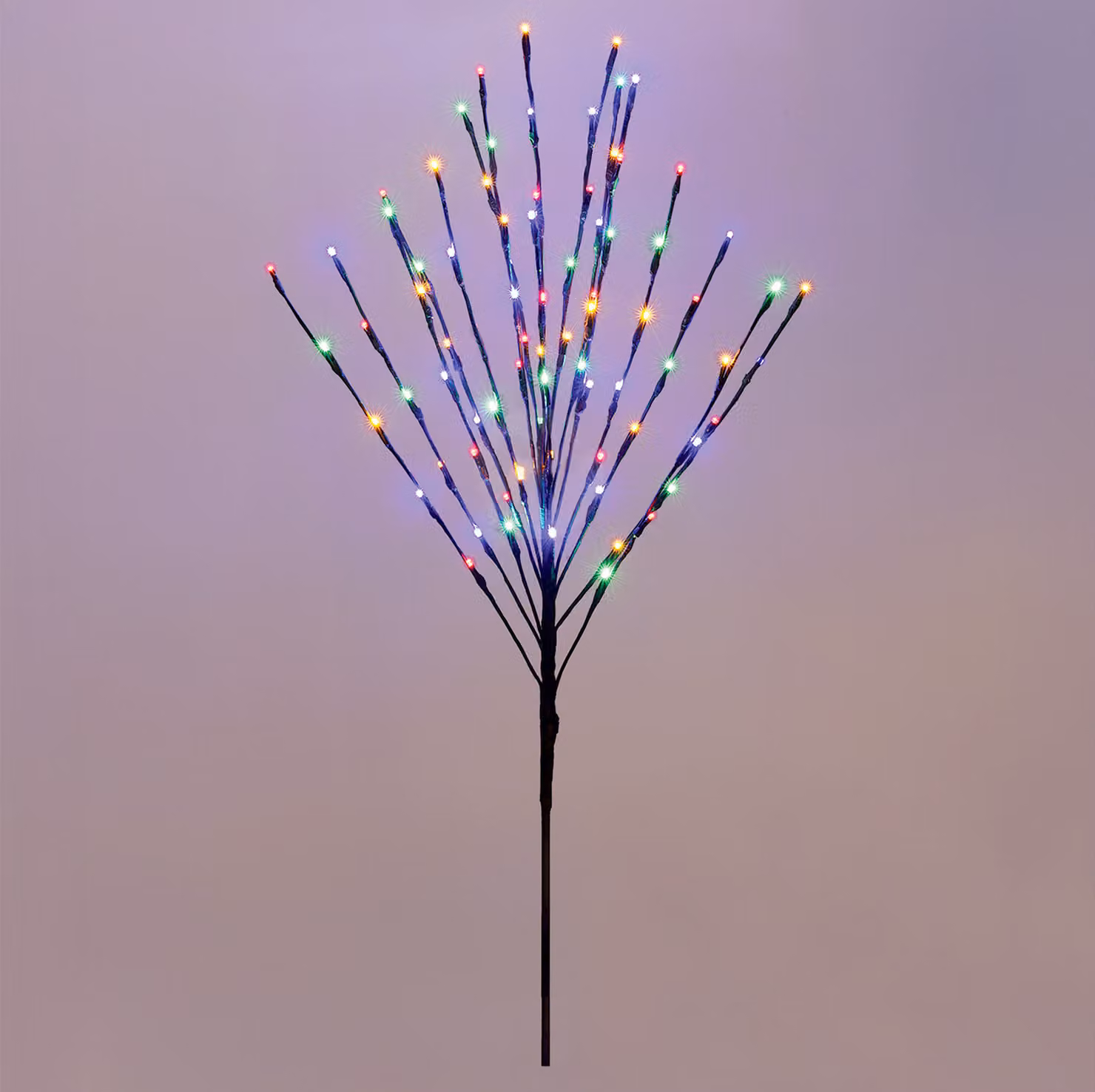 3.04 Albero LED multicolore per interni ed esterni - 110 cm / 80 LED - a batteria con doppio timer (colorato)