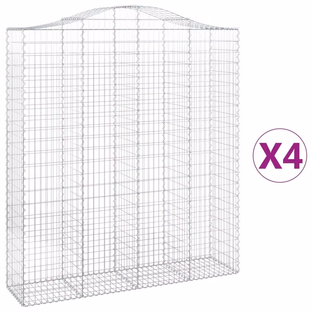 Cesti Gabbioni ad Arco 4 pz 200x50x220/240 cm Ferro Zincato