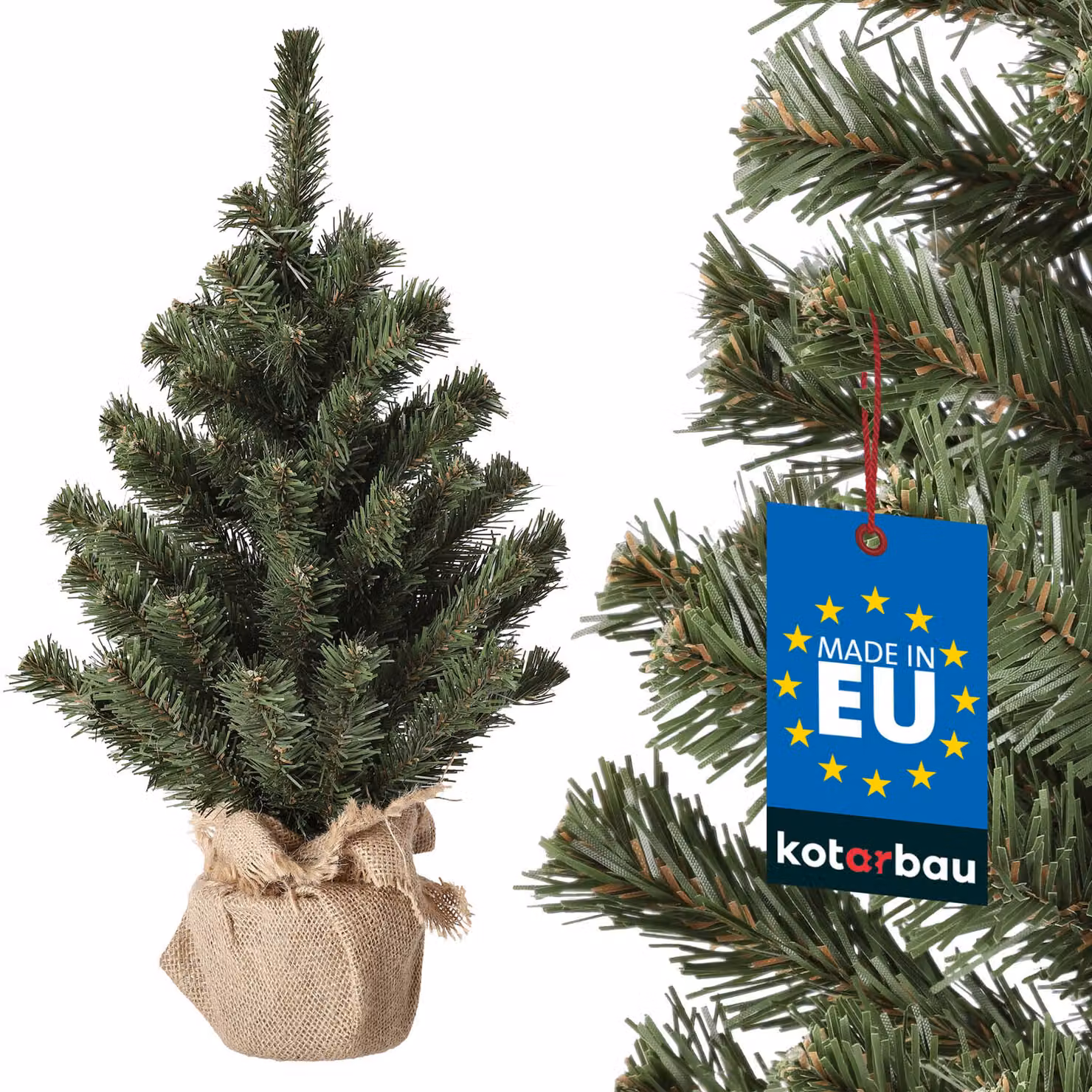 KOTARBAU® Albero di Natale artificiale Deco Small 50 cm con supporto in iuta Mini Albero di Natale Albero di Natale Artificiale Albero di Natale Artificiale