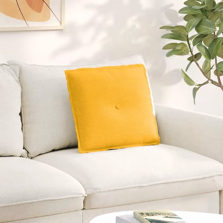 Cuscino per schiena vidaXL in tessuto a coste giallo, L 50 cm x P 45 cm