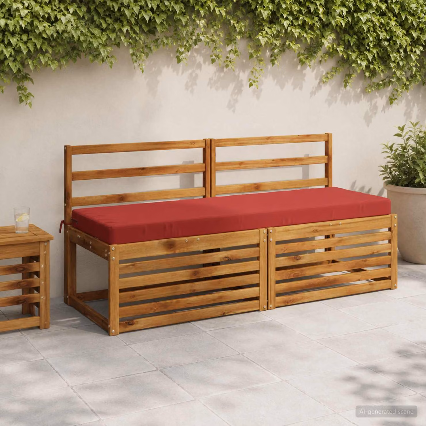 Cuscino per panchina vidaXL SOEST rettangolare in poliestere rosso con fodera rimovibile e resistenza ai raggi UV