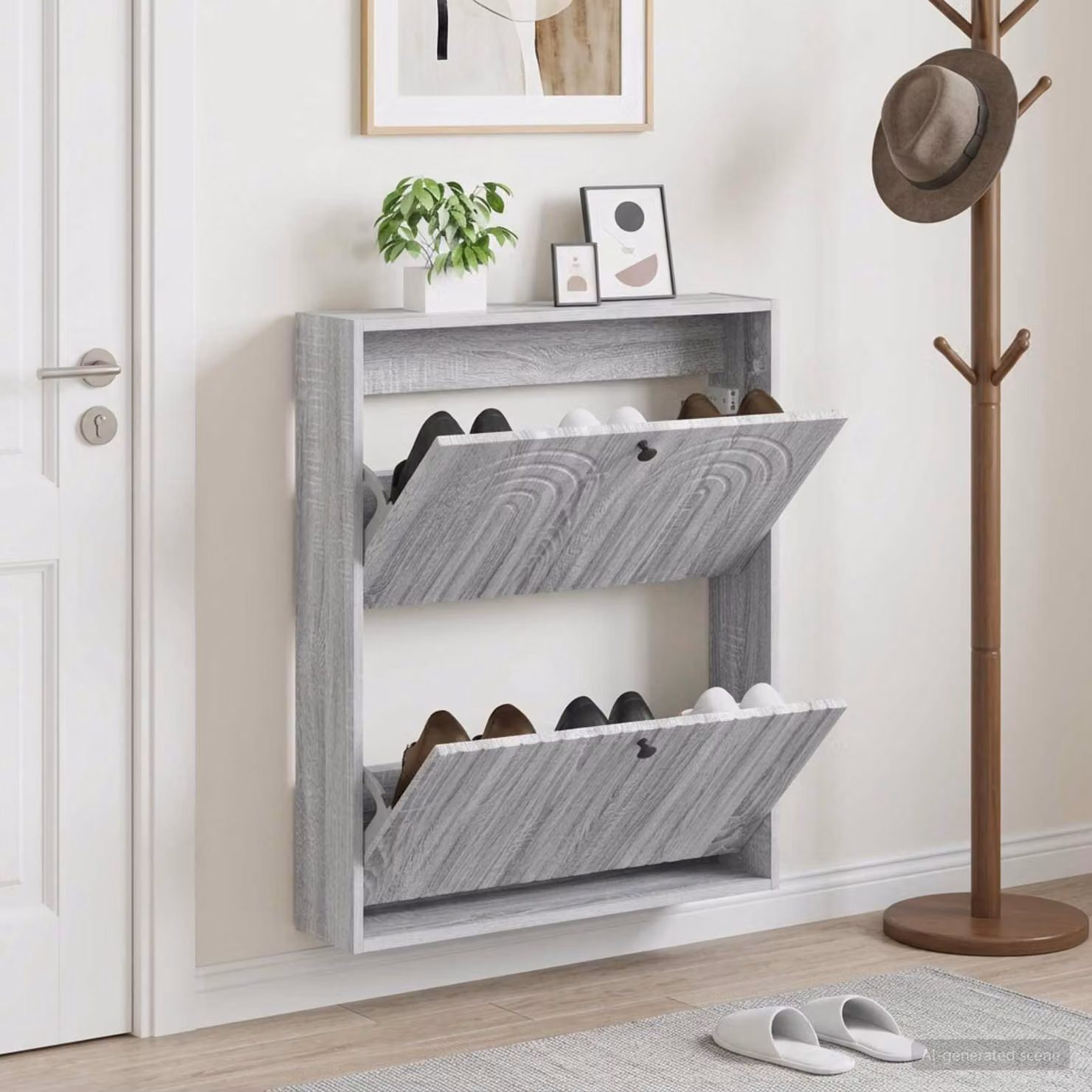 Mobiletto per scarpe da muro vidaXL ALKMAAR moderno con scomparti basculanti, L: 71 cm, P: 17 cm, H: 86 cm