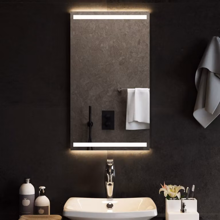 Specchio da bagno moderno vidaXL con luci LED, rettangolare, L: 40 cm, H: 70 cm