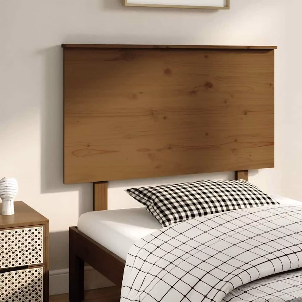Testiera per letto vidaXL in legno massello di pino, colore ambra, L: 104 cm, P: 6 cm, H: 82,5 cm