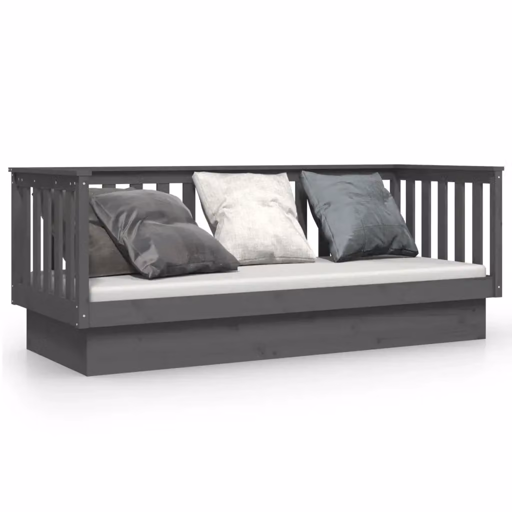 Dormeuse vidaXL in legno massello di pino grigia per camera da letto o soggiorno L/P/H: 190 x 76 x 82 cm – 2