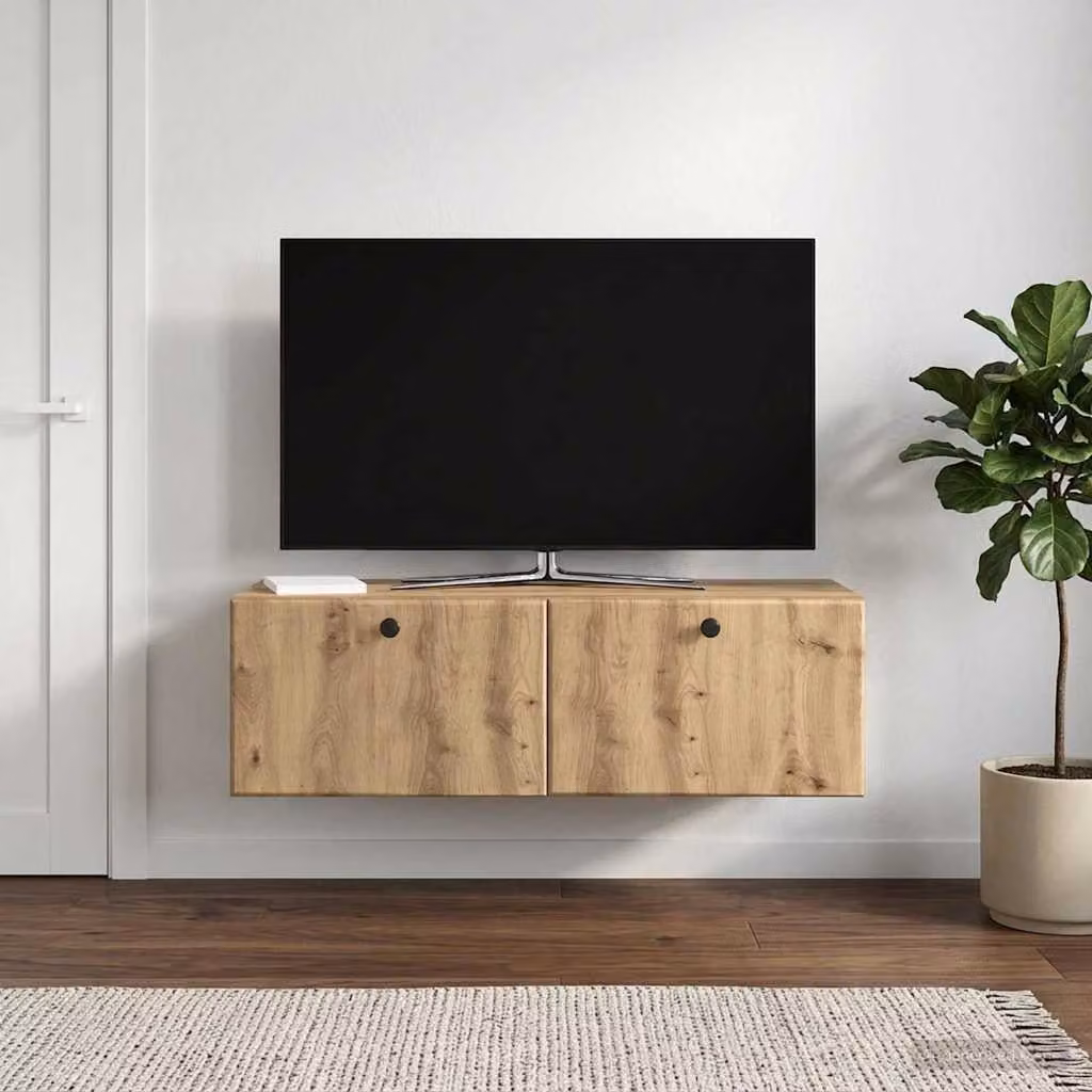 vidaXL Mobile Porta TV da Muro Moderno in Rovere, L 98 cm x P 41 cm x H 30 cm