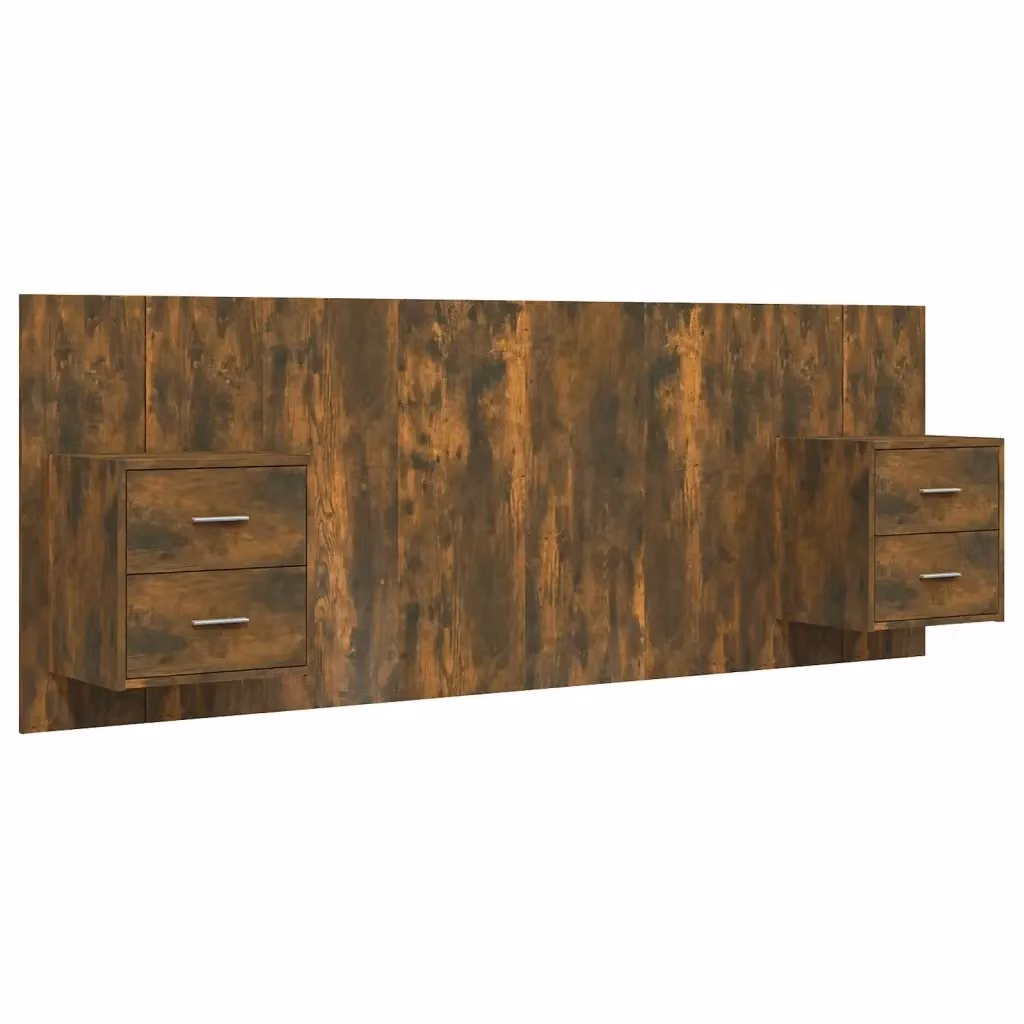 Testiera Letto con Comodini Integrati vidaXL in Legno Rovere Marrone L: 120 cm, P: 80 cm, H: 80 cm – 2