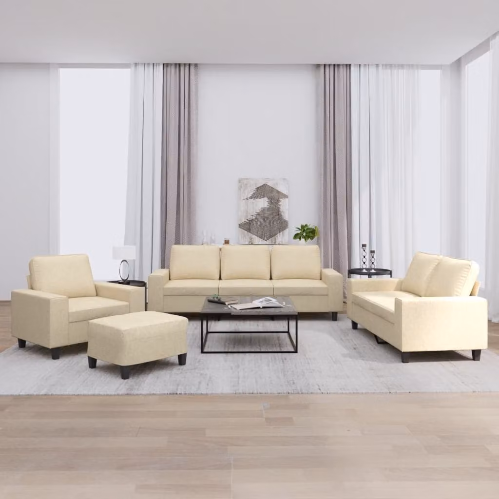 Maison Exclusive - Set divano 4 pezzi in tessuto color crema