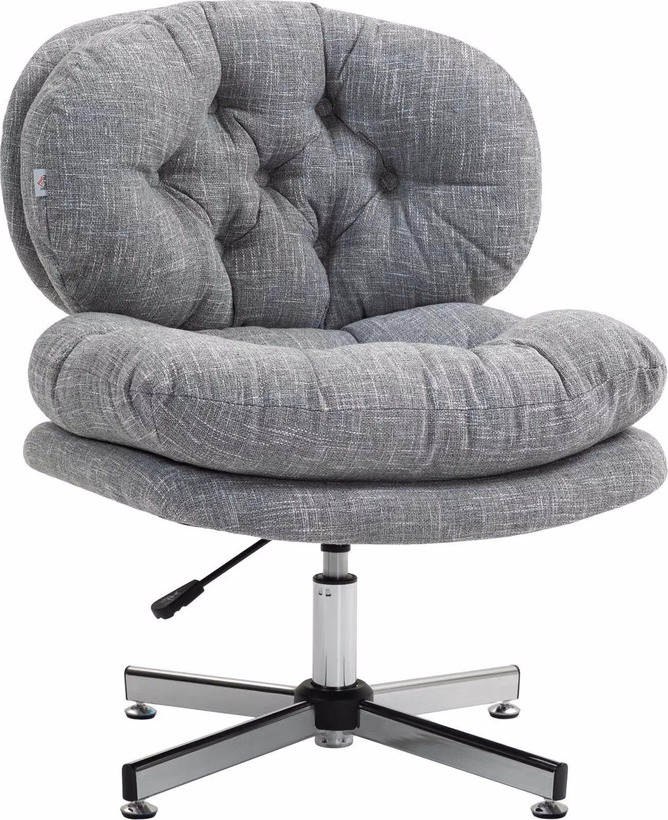 Sedia da ufficio Fortuna Lai, sedia da scrivania ergonomica con funzione oscillante, seduta morbida e imbottita, sedia girevole regolabile in altezza con effetto tela, per l'ufficio domestico, grigia