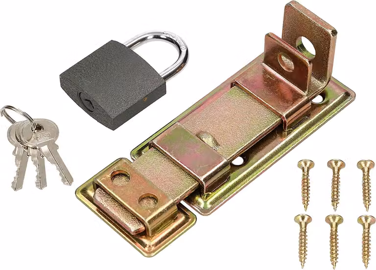 KOTARBAU® Bullone di bloccaggio 130 mm diritto + lucchetto solido Giallo zincato Universale