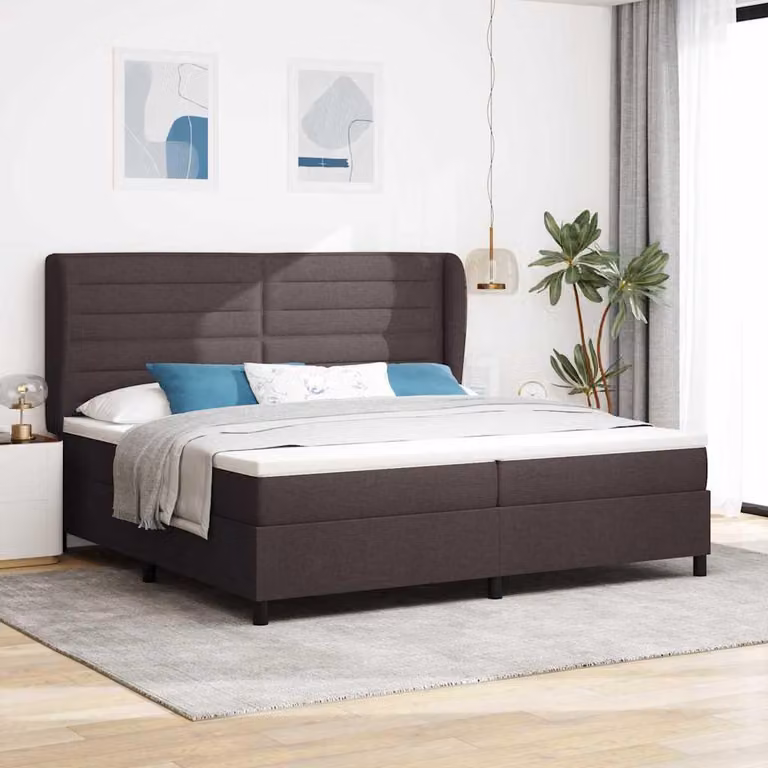 Maison Exclusive - Letto boxspring con materasso marrone scuro 200 x 200 cm Tessuto