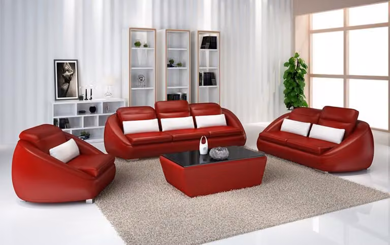 Luxus Möbel Sofagarnitur Couch Sofa Polster 3+2 Rote Sitzpolster Gruppe Garnitur