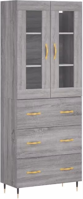 Credenza | Madia | Buffet da pranzo | Armadio da pranzo Grigio Sonoma 69,5x34x180 cm in Legno Multistrato