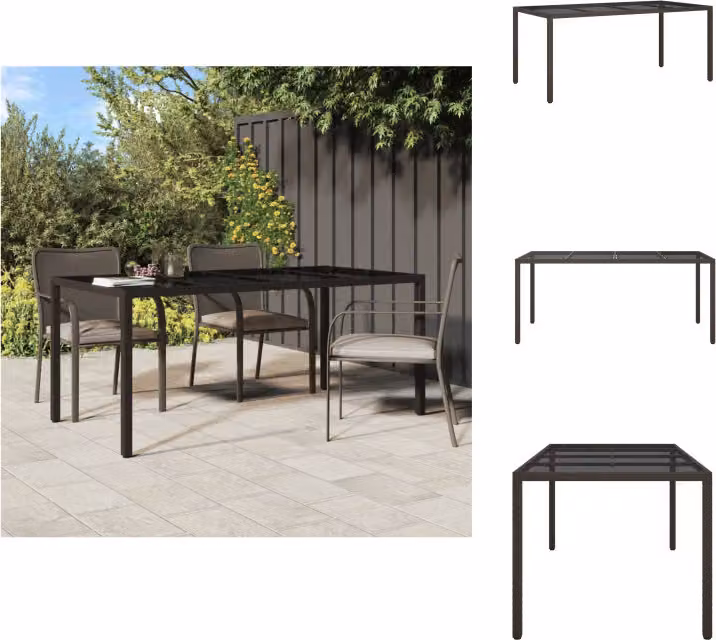 vidaXL Tavolo da giardino marrone 190x90x75 cm Vetro temperato e poly rattan - Tavoli da giardino
