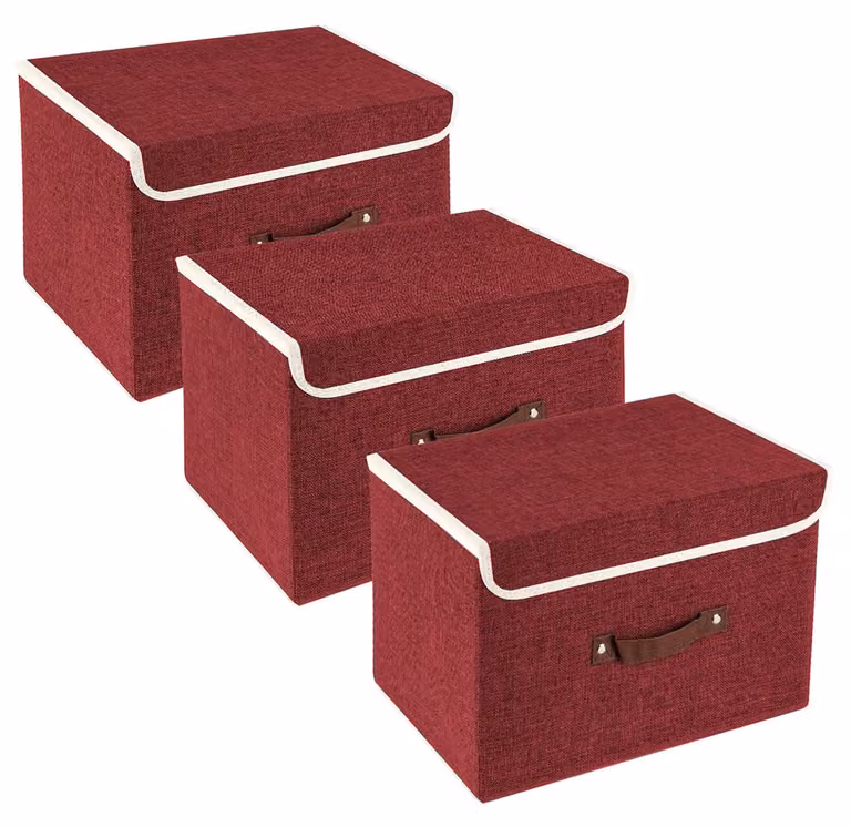 Omgoods - Contenitori pieghevoli con coperchio - Set da 3