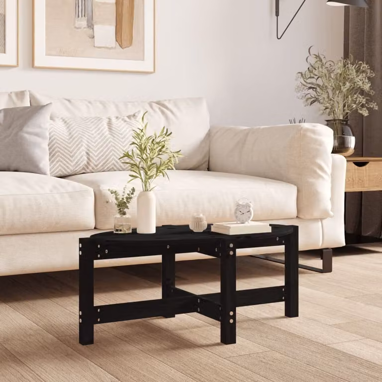 Maison Exclusive - Tavolino nero 87x48x35 cm in legno massello di pino