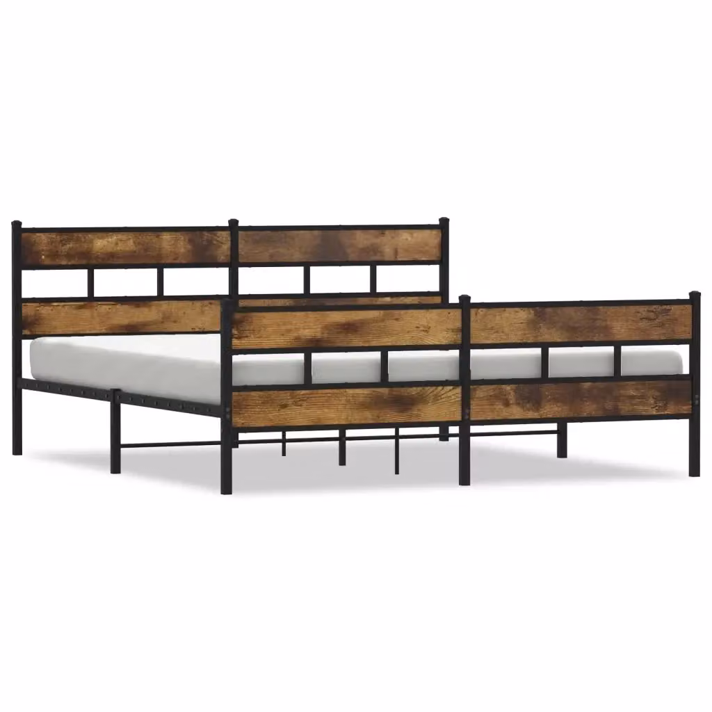 Giroletto in metallo vidaXL con doghe fisse in rovere fumo 180x200 cm – 2