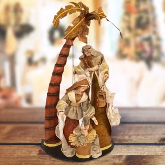 Presepe Natività con Palma Trade Shop in Resina Multicolore Altezza: 64 cm