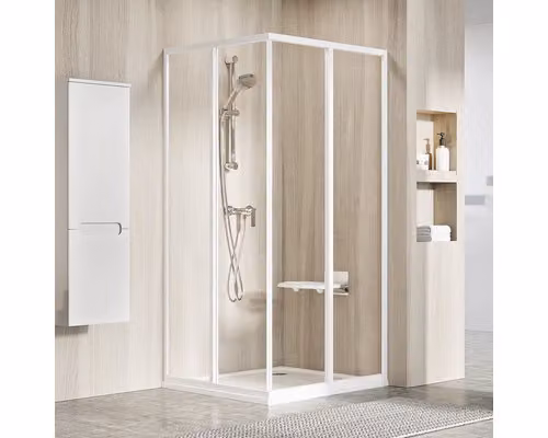 Cabina doccia con ingresso angolare RAVAK Supernova 80 x 80 cm colore telaio vetro bianco decoro vetro chiaro 14V401O2Z1S