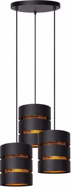 Lampadario tondo moderno nero/oro ROSAS 3xE27 Lucide