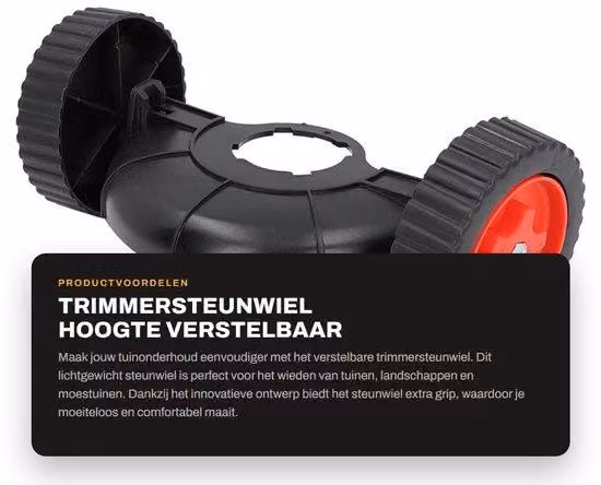 Ruota di supporto leggera per trimmer, ideale per la cura del giardino, con altezza regolabile, ruota per decespugliatore, ricambio per ruota oscillante per erba