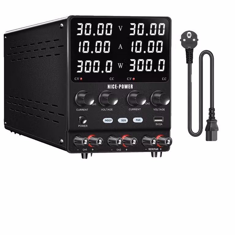 Alimentatore da laboratorio, bicanale, modalità di uscita multiple, 30V 10A, 220V