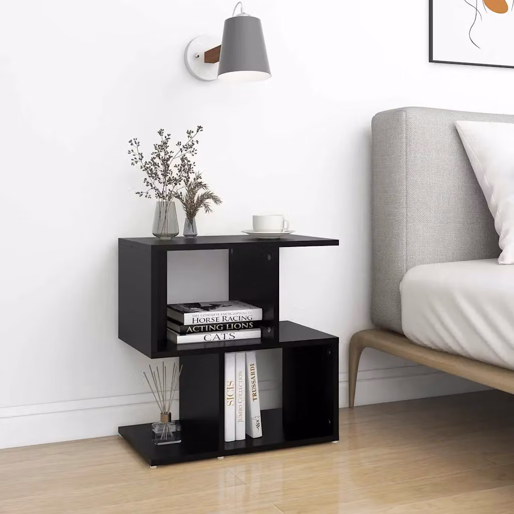 Set di 2 comodini vidaXL neri in legno multistrato per camera da letto L 50 cm x P 30 cm x H 51,5 cm