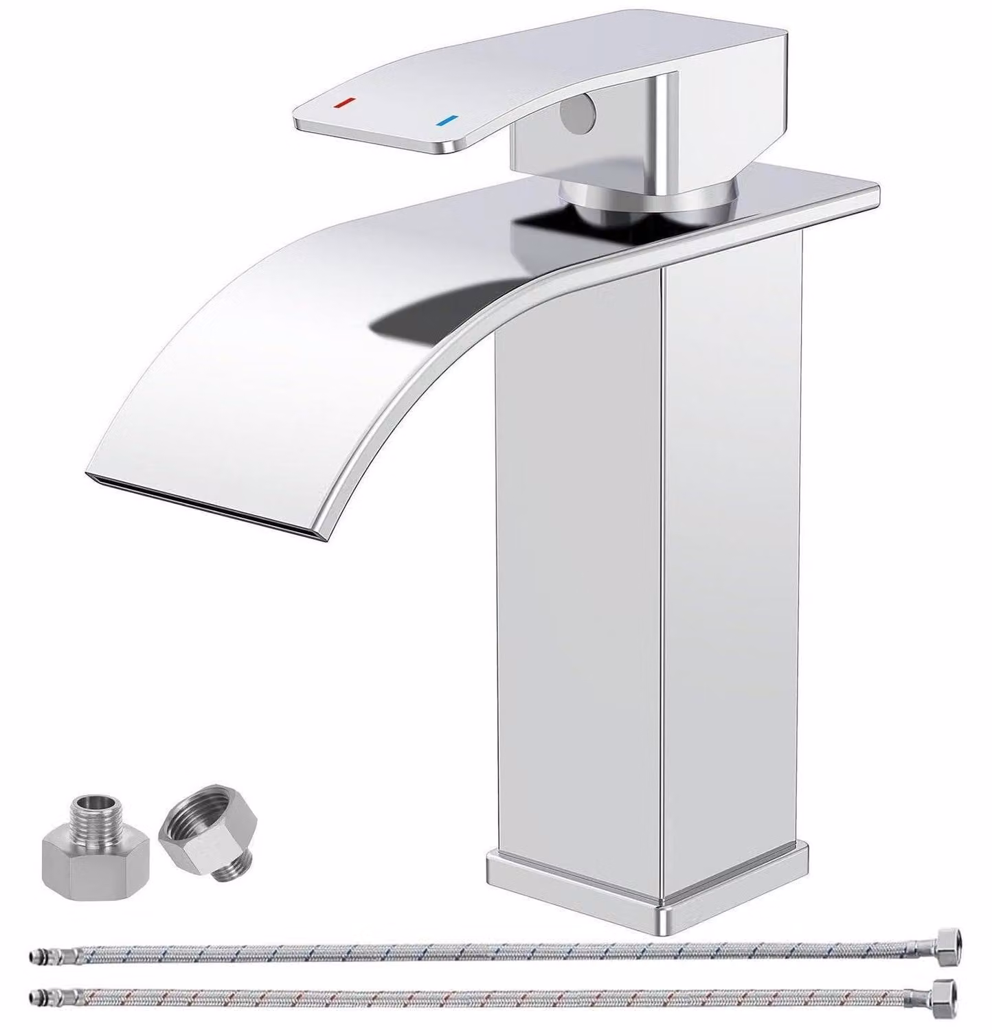 Miscelatore per lavabo a cascata, cromato, in acciaio inossidabile 304