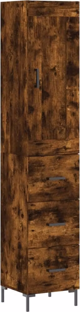 Credenza Rovere Fumo 34,5x34x180 cm in Legno Multistrato