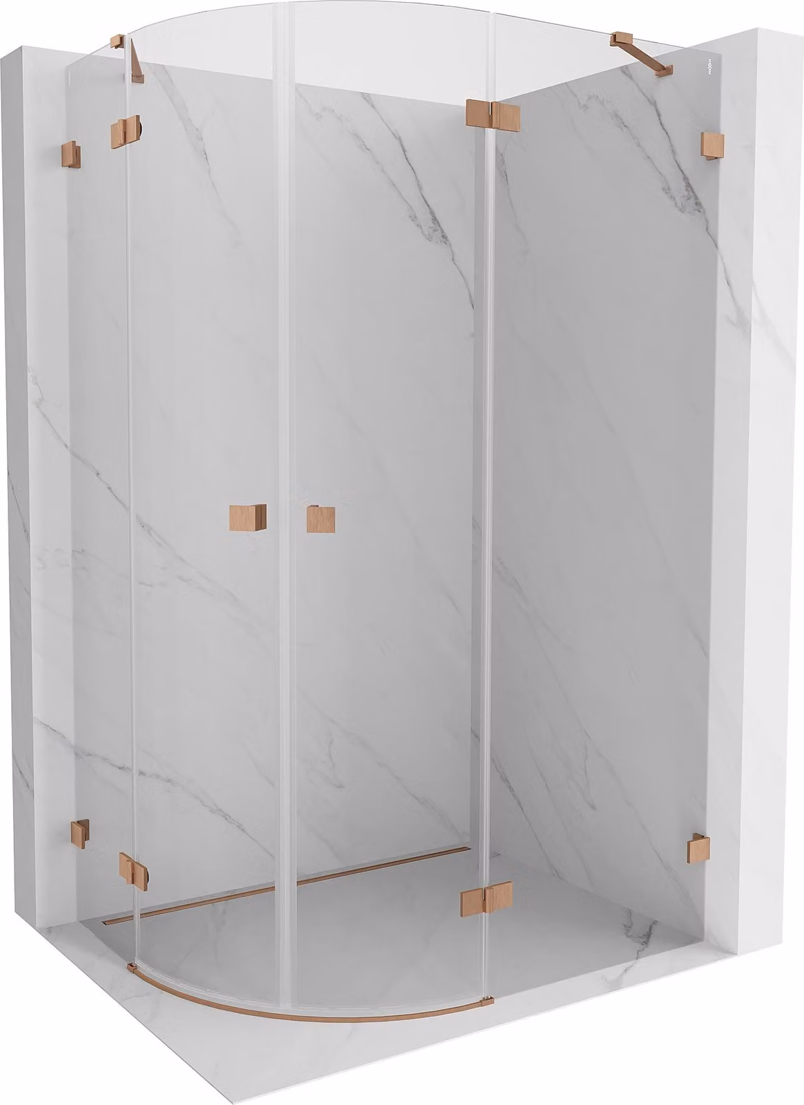 Mexen Lunar cabina doccia semicircolare battente destra 80 x 70 cm, trasparente, rame spazzolato - 833-080P-070L-65-00
