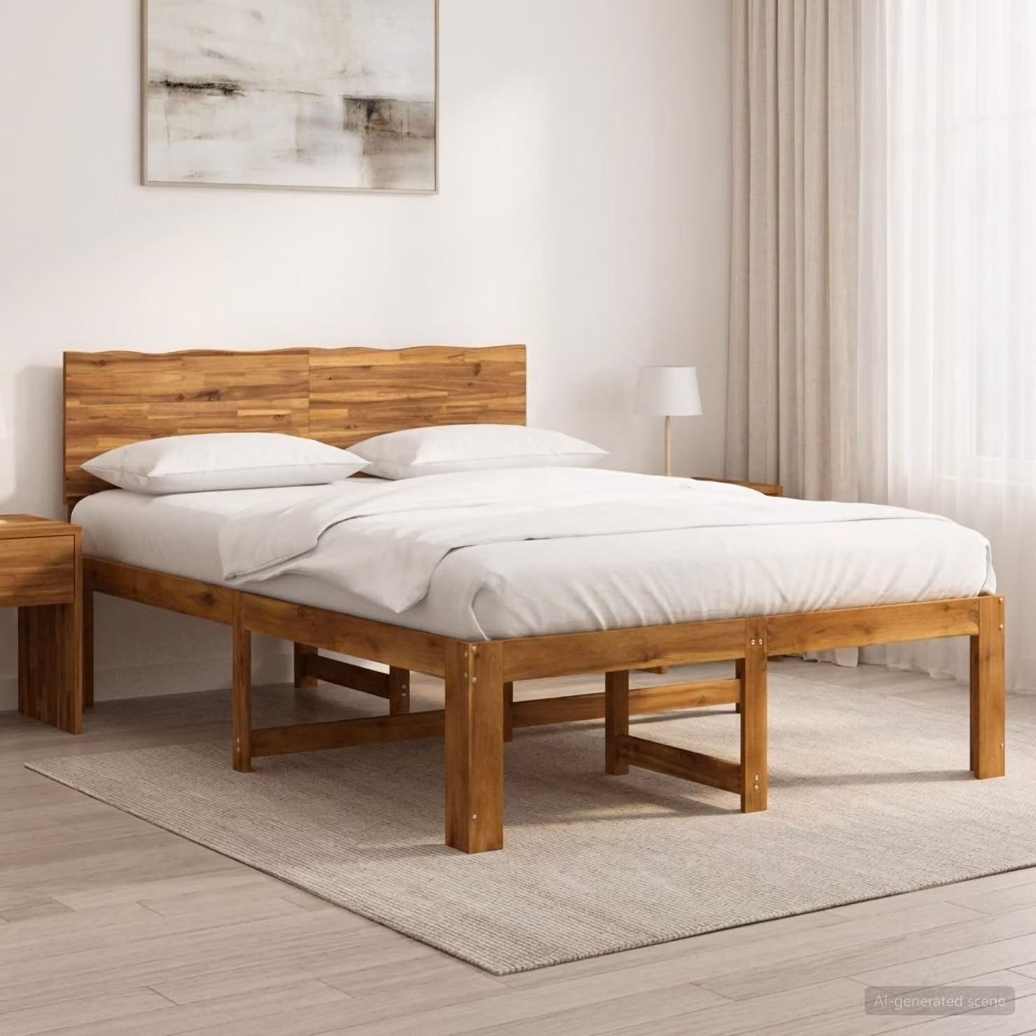 Letto matrimoniale con testiera vidaXL ROSTOCK in legno di acacia marrone L/P/H: 120 x 200 x 91 cm