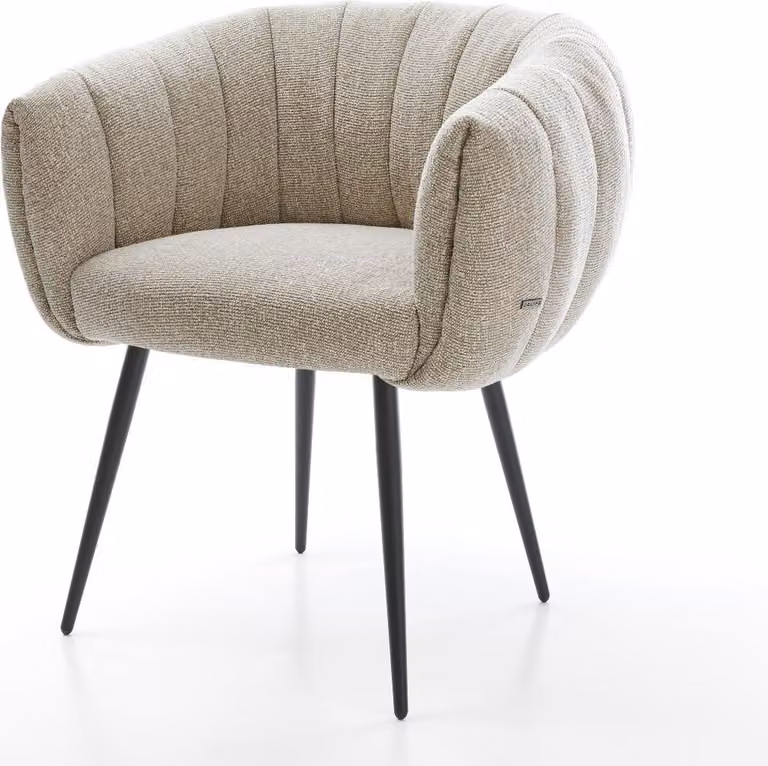 DELIFE Sedia da pranzo Jada-Flex Tessuto Soft Beige 4 gambe coniche Nero Molle insacchettate