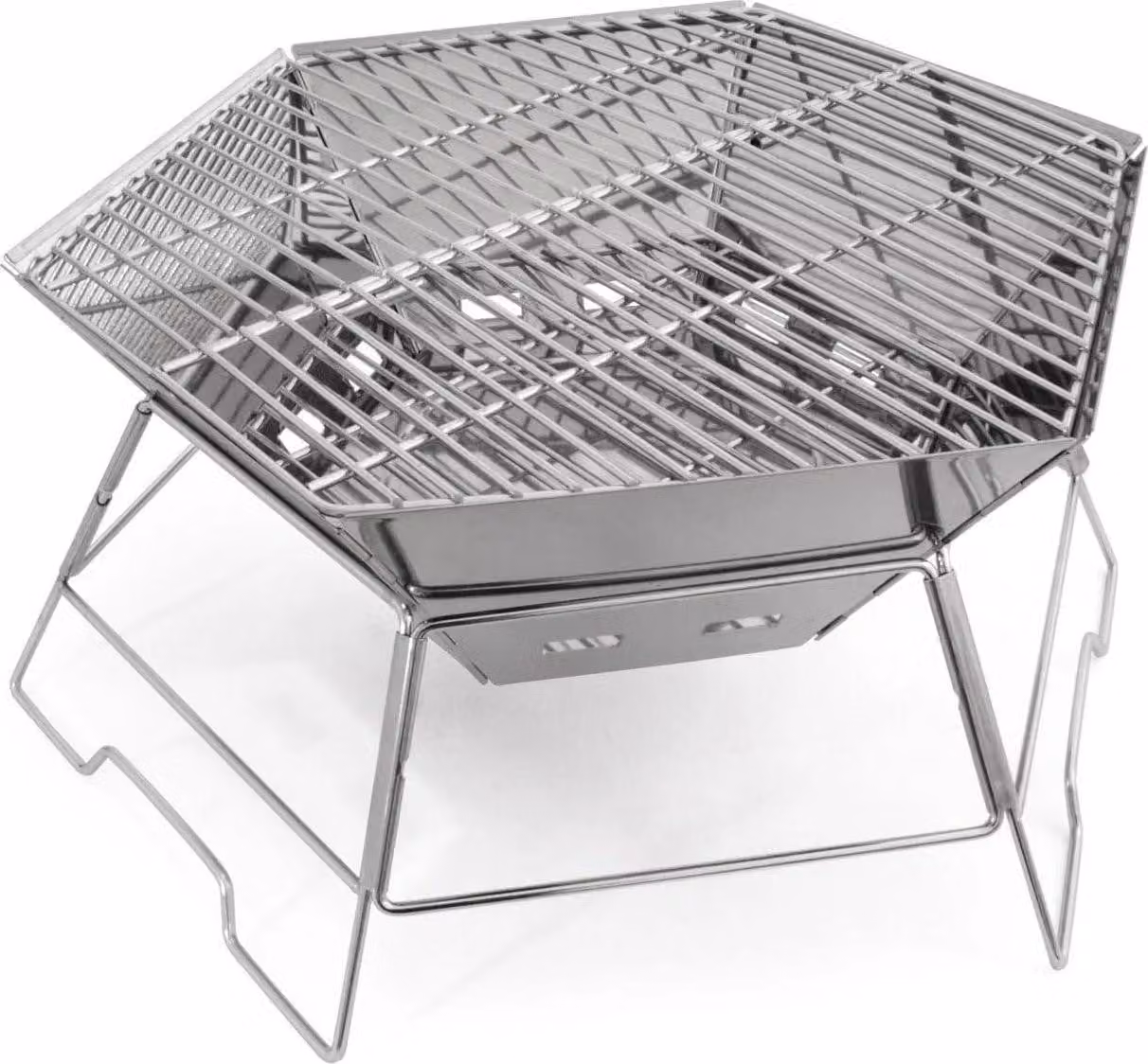 Forno da campeggio a legna - Barbecue a carbonella - Pieghevole - Portatile - Acciaio inossidabile - Per legna e carbone - Senza accenditore
