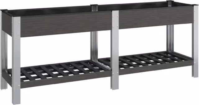 Fioriera | Cassetta per fiori | Vaso Rialzata Giardino con Ripiano Grigia 200x50x75 cm WPC
