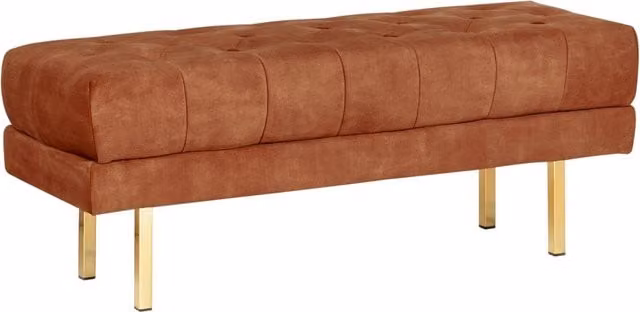 Panca Beliani in Velluto Rosso con Gambe in Metallo Oro per Camera da Letto e Soggiorno L: 150 cm, P: 44 cm, H: 44 cm – 1